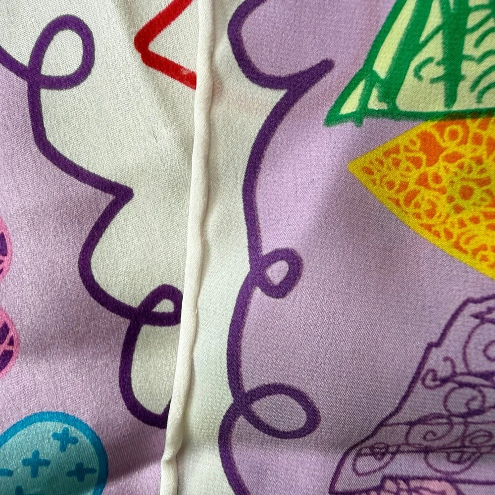 MD Anderson‎ Children's Art Project 2001 Silk Scarf Heart Tulip Print 33